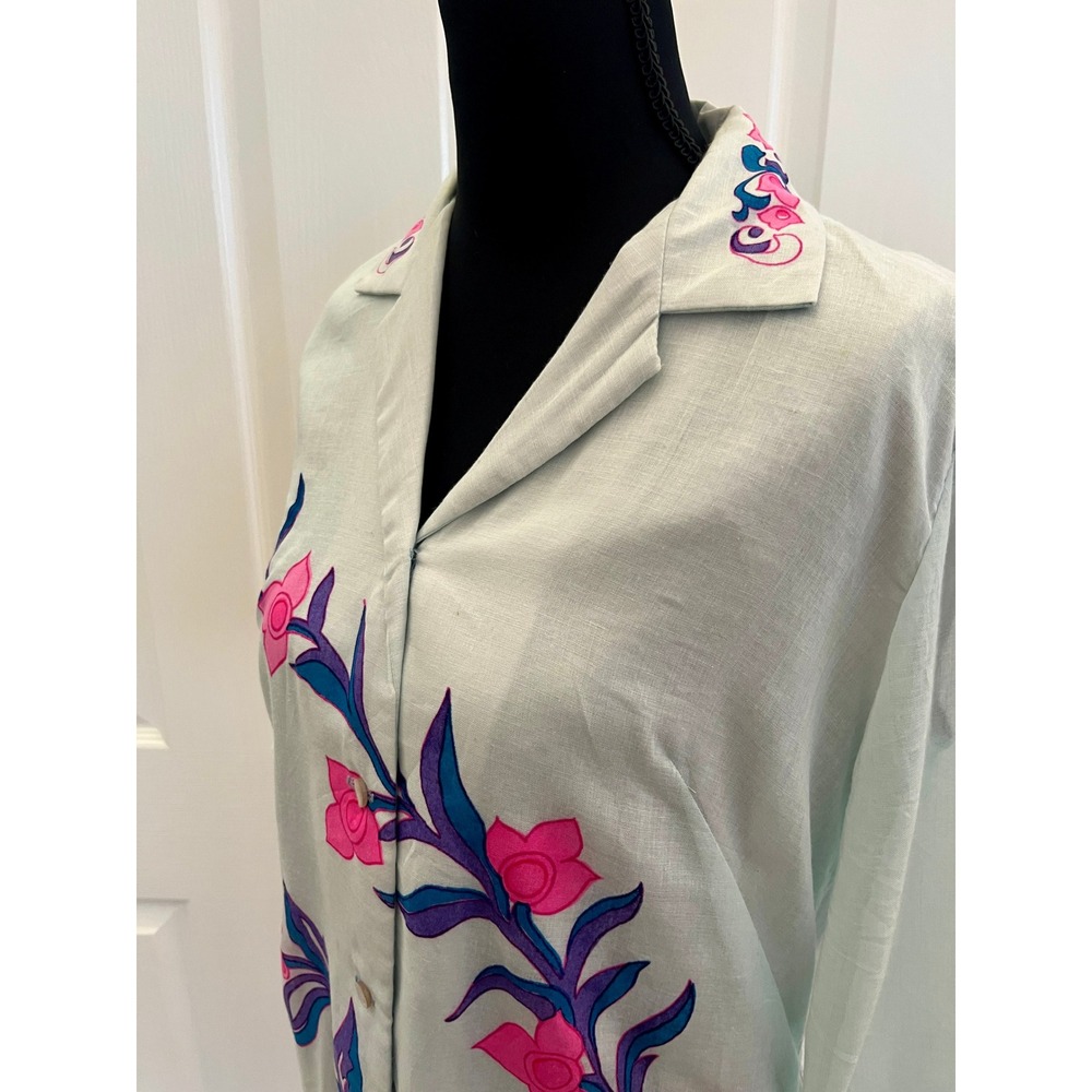 Vintage 60s Alfred Shaheen Master Printer Hostess Lounger Patio Dress Signed